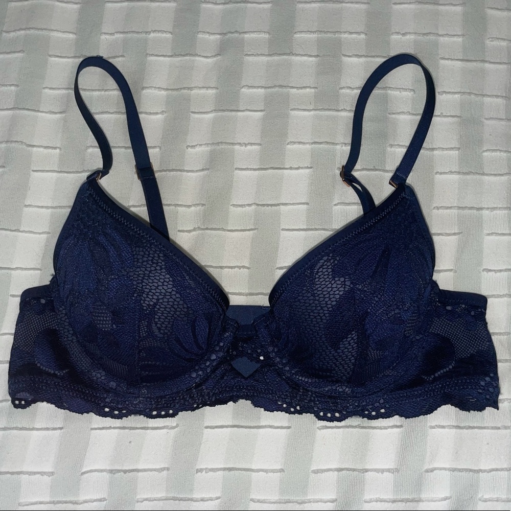 Aerie 34A Navy Lace Push Up Bra
